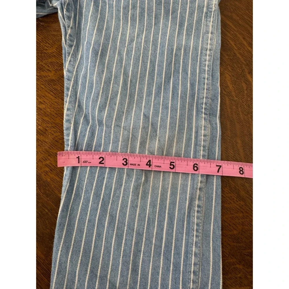Vintage OshKosh B'gosh Overalls Kids S/M Blue White Stripe Denim Made USA‎ 90s
